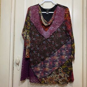 ALI MILES | ali miles Patchwork Style Top with Cowl Neck